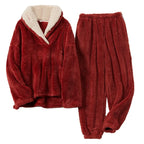 Fluffy pyjama set - dames ultra-zachte fleece slaapkleding