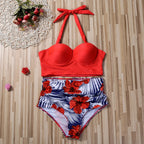 Push-up top met hoge taille bloemenprint broekje - Bakkermode.nl