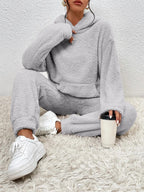 2-delige teddy tracksuit set - ultra-zachte dames loungewear met capuchon
