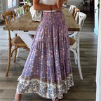 Maxirok - gelaagde boho-stijl rok met bloemprint
