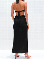 Stijlvolle zwarte cut-out jurk - Bakkermode.nl