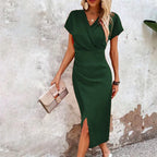 Mouwloze wikkeljurk - stijlvolle midi outfit voor dames