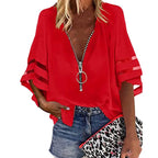 Chiffon blouse - moderne dames top met rits