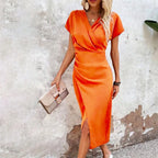 Mouwloze wikkeljurk - stijlvolle midi outfit voor dames