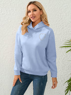 Dames blauwe hoodie - stijlvolle zachte sweatshirt met hartdetail