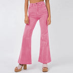 Flared corduroy broek - hoge taille dames flared pants met zakken