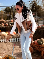 Dames bruin schapenvacht gevoerd vest - trendy faux leren laagjesstuk