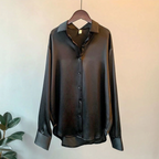 Satin damesblouse - stijlvolle button-up top met lange mouwen