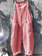 Vrouwen gestreepte overalls relaxed fit casual jumpsuit - veelzijdige dagelijkse outfit