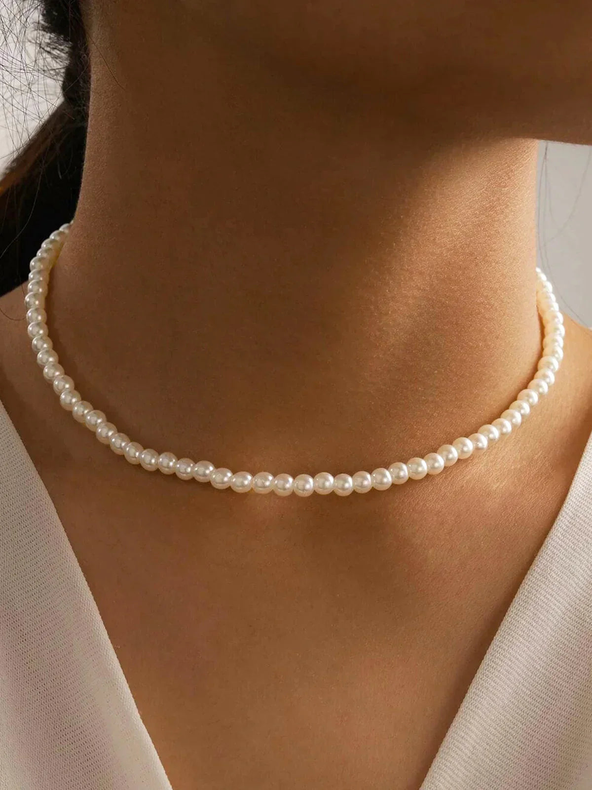 Parel choker ketting - elegante witte accessoire voor dames