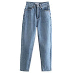 Hoge taille rechte jeans - stijlvolle dames denim broek