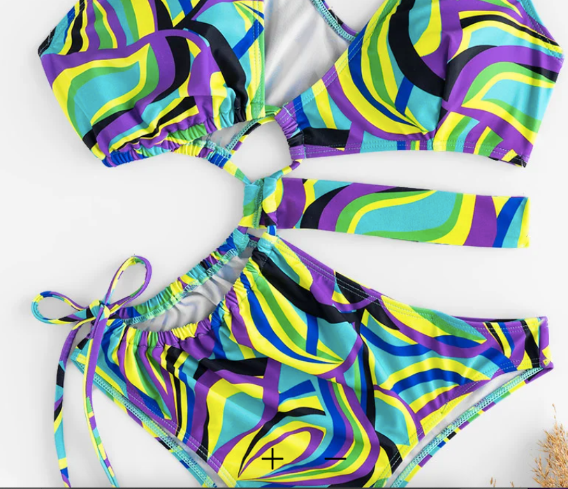 Kleurig print badpak met halternek - Bakkermode.nl
