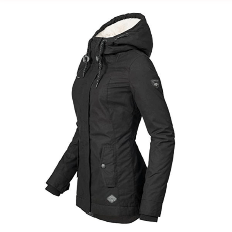 Geplooide winterjas met capuchon voor dames - gewatteerde winterjas - Bakkermode.nl
