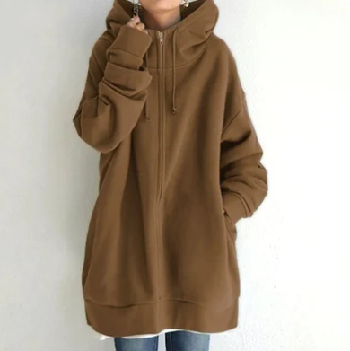 Lange oversized hoodie dames - warme sweater voor herfst en winter - Bakkermode.nl