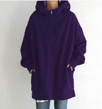 Lange oversized hoodie dames - warme sweater voor herfst en winter - Bakkermode.nl