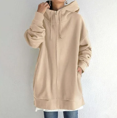 Lange oversized hoodie dames - warme sweater voor herfst en winter - Bakkermode.nl