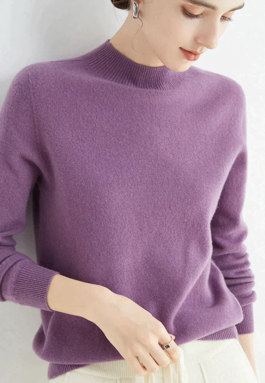 Cashmere trui - dames trui met hoge kraag van zachte kasjmier - Bakkermode.nl