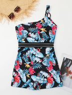 Asymmetrisch badpak met tropisch bloemenpatroon - Bakkermode.nl