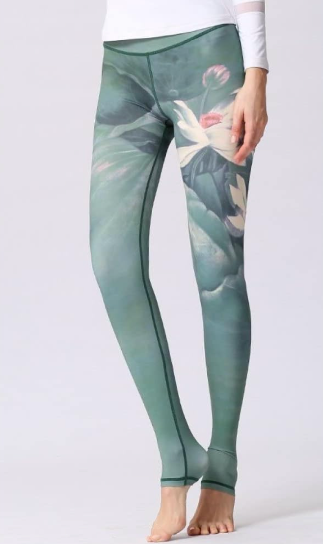 Groene leggings met bloemenprint - Bakkermode.nl