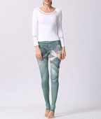 Groene leggings met bloemenprint - Bakkermode.nl