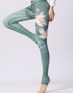 Groene leggings met bloemenprint - Bakkermode.nl