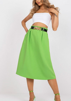 Groene midi-rok met hoge taille - Bakkermode.nl