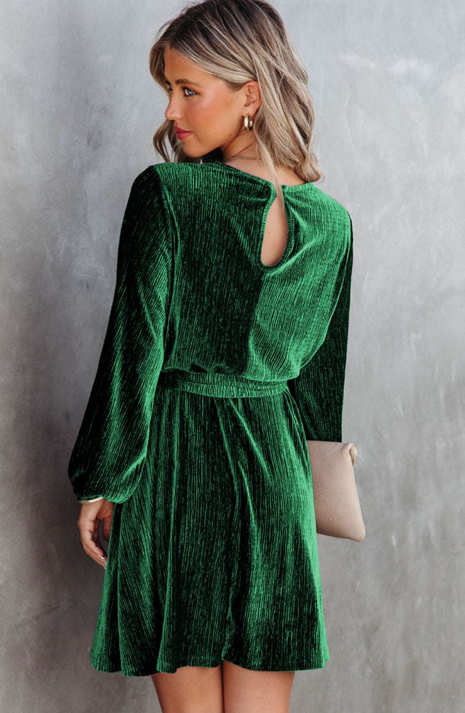 Fluwelen mini-jurk met lange mouwen - Bakkermode.nl