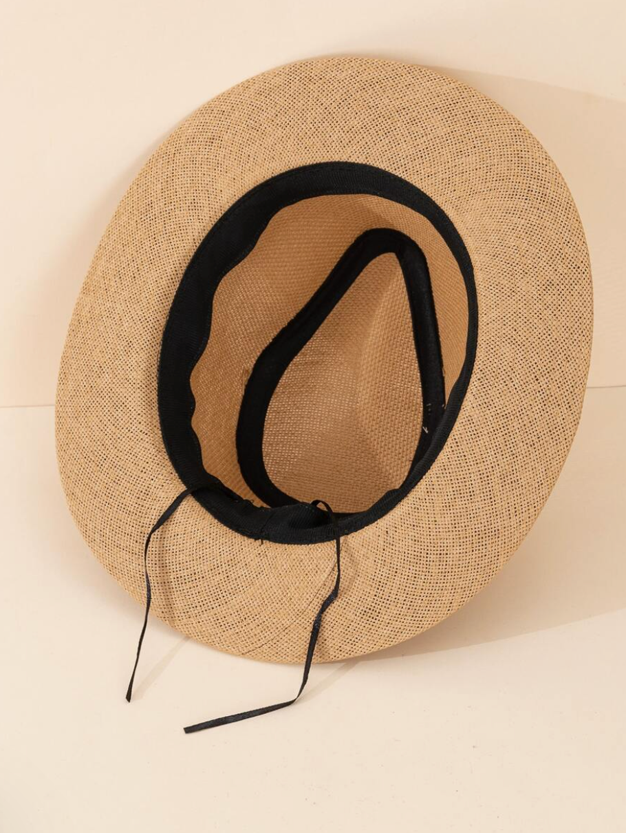Stijlvolle strohoed met zwarte band - Bakkermode.nl