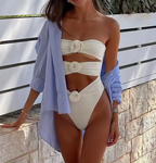 Bloemige badpak in ivoor - Bakkermode.nl