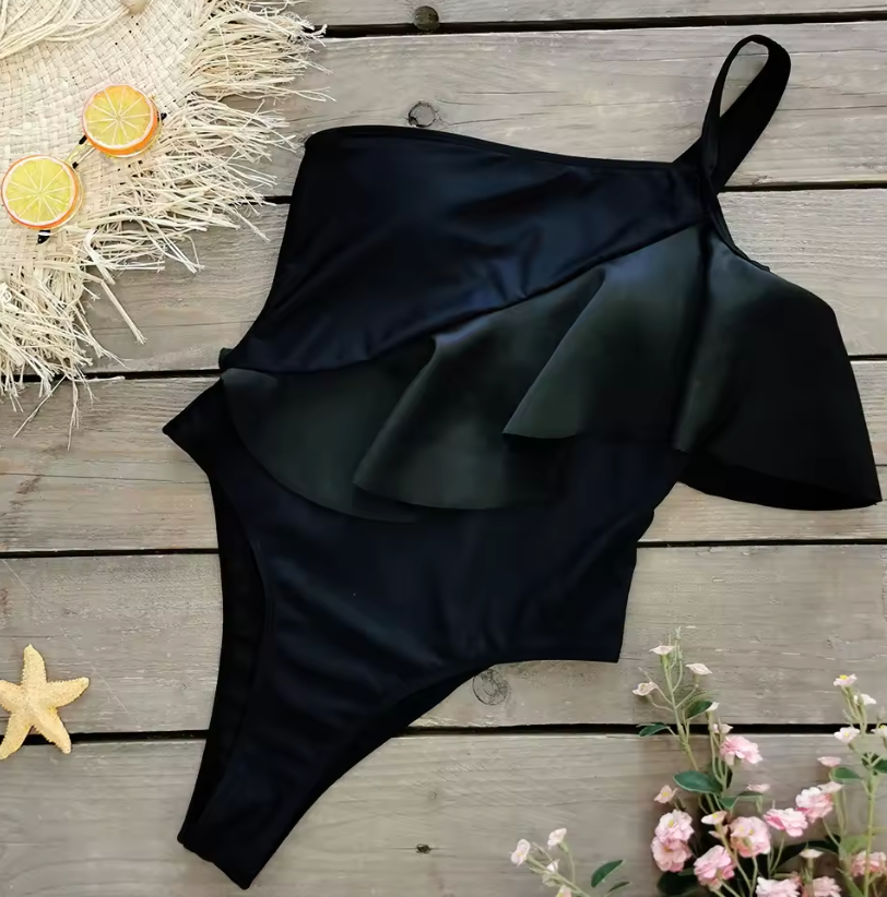 Badpak met hoge uitsnijding schouder - Bakkermode.nl