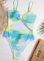 Tie-dye cut-out badpak met O-ring detail - Bakkermode.nl