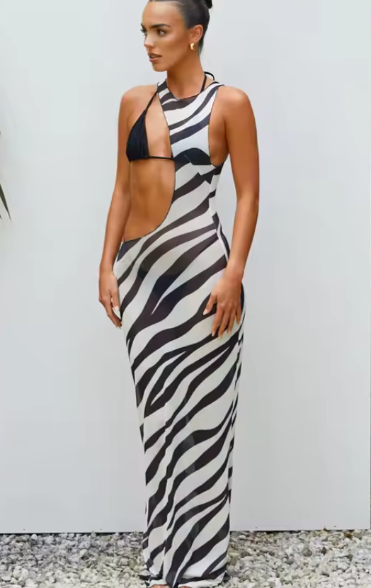 Sexy strandjurk met zebraprint als cover-up - Bakkermode.nl