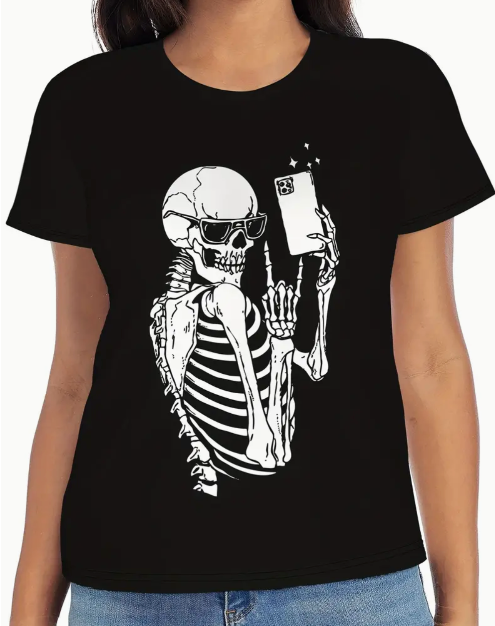 Grappige schedel selfie grafische zomershirts - Bakkermode.nl