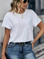 Casual witte top met zak - Bakkermode.nl