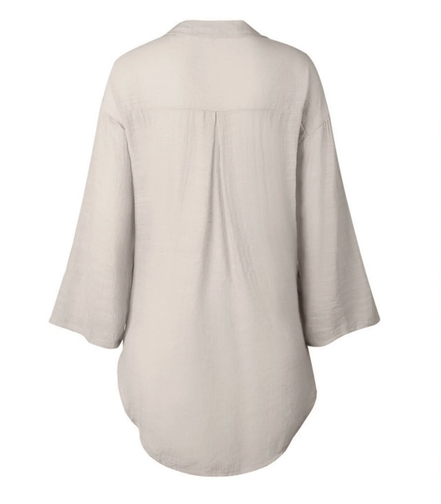Linnen tuniek met knoopsluiting - Bakkermode.nl