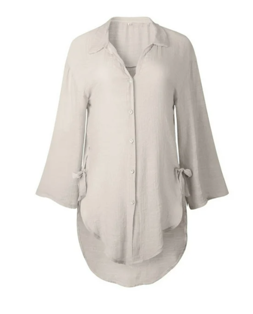 Linnen tuniek met knoopsluiting - Bakkermode.nl