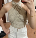 Stijlvolle gekruiste crop top - Bakkermode.nl