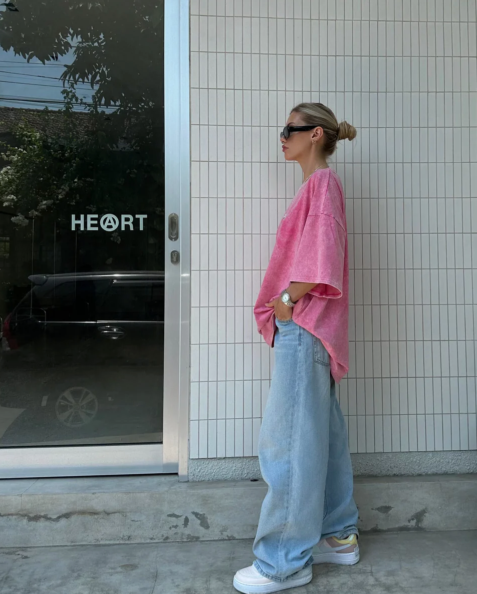 Oversized roze t-shirt - Bakkermode.nl
