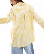 Gestreepte overhemd blouse met losse pasvorm - Bakkermode.nl