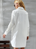 Witte lange overhemd jurk - Bakkermode.nl