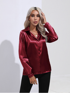 Elegante satijnen blouse - Bakkermode.nl