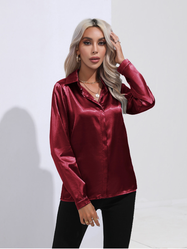 Elegante satijnen blouse - Bakkermode.nl