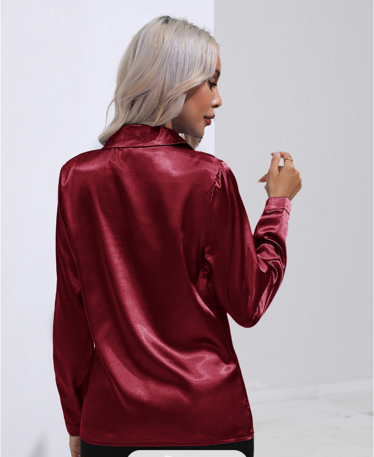 Elegante satijnen blouse - Bakkermode.nl