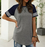 Casual grijs t-shirt met strepen - Bakkermode.nl