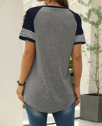 Casual grijs t-shirt met strepen - Bakkermode.nl