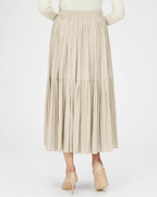 Beige midi-rok met plooien - Bakkermode.nl