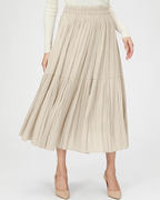 Beige midi-rok met plooien - Bakkermode.nl