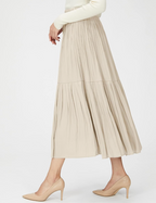 Beige midi-rok met plooien - Bakkermode.nl