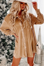 Gouden fluwelen overhemdjurk - Bakkermode.nl