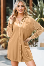 Gouden fluwelen overhemdjurk - Bakkermode.nl